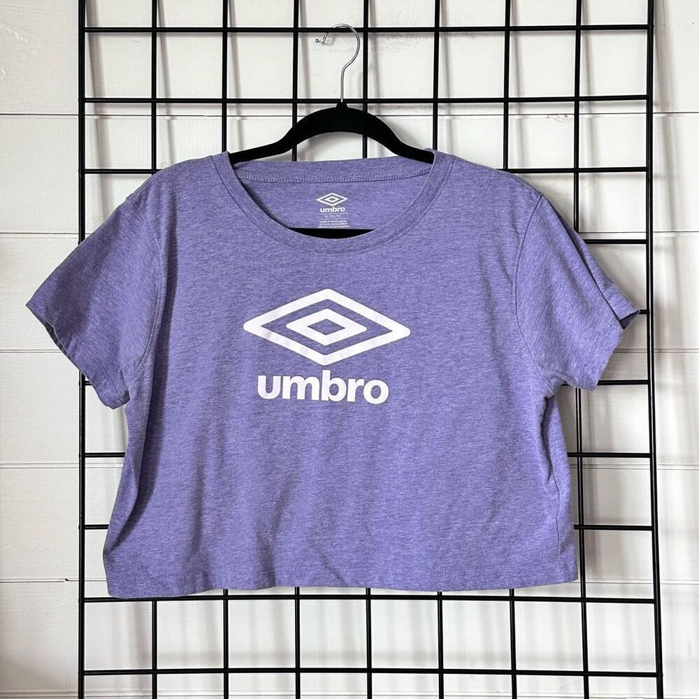 Umbro‎ Crew Neck Crop T-Shirt Womens XL Purple Retro Athleisure Soccer 90s